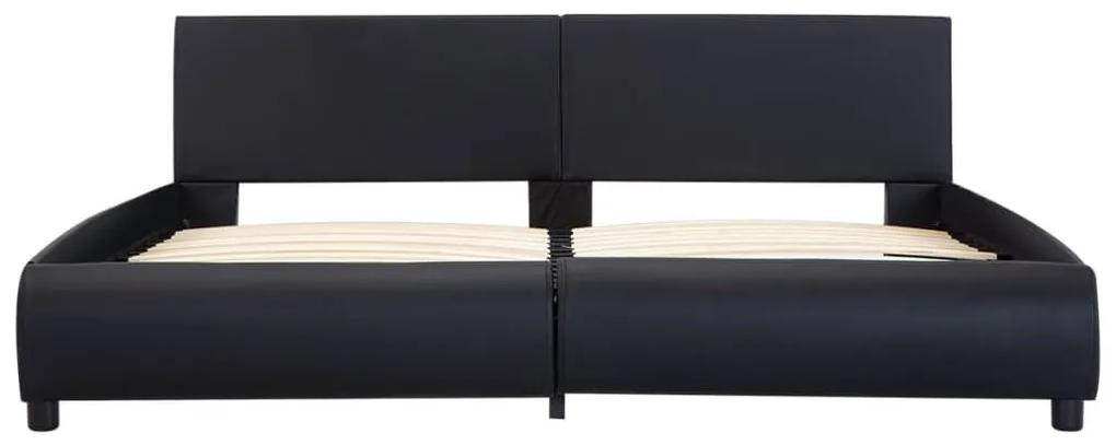 Πλαίσιο Κρεβατιού Μαύρο 160 x 200 εκ. από Συνθετικό Δέρμα - Μαύρο