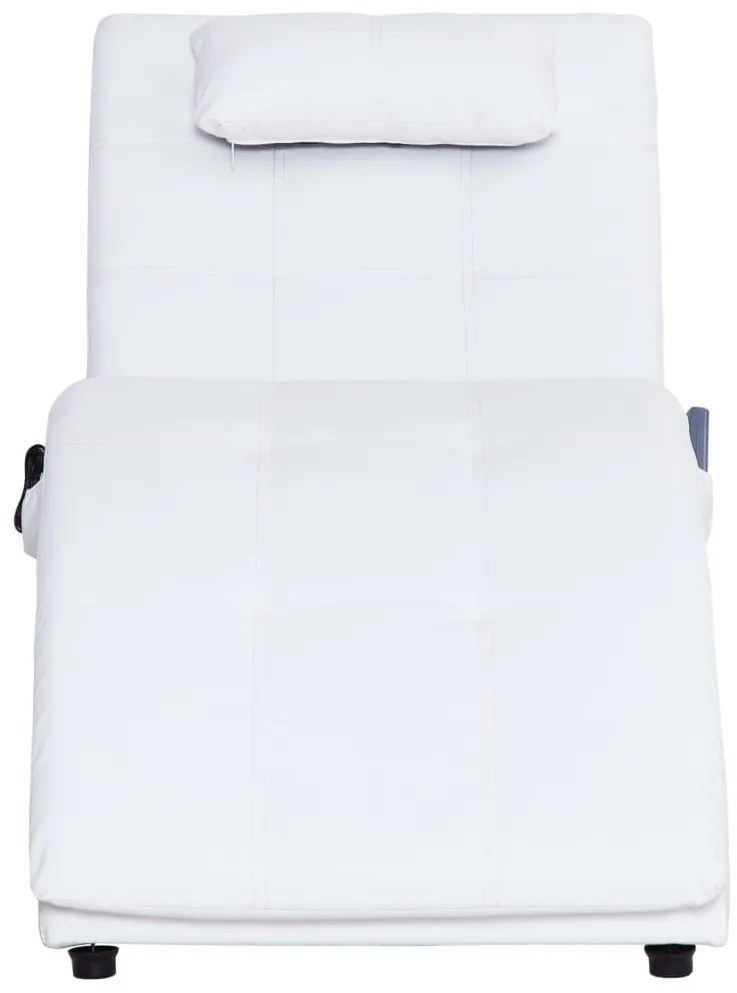 vidaXL Πολυθρόνα/Ανάκλιντρο Μασάζ Λευκή Συνθετικό Δέρμα με Μαξιλάρι