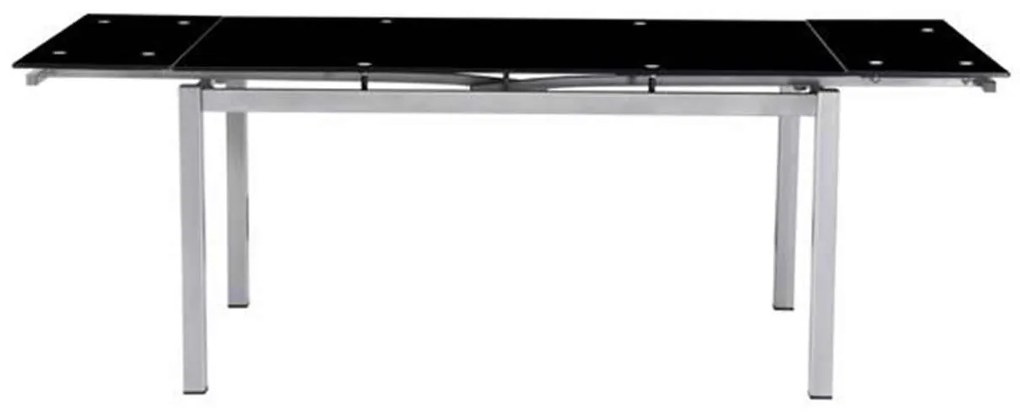 Τραπέζι Blossom 110+(30+30)x70cm Γυαλί Μαύρο/Βαφή Γκρι