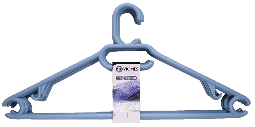 Κρεμάστρες Ρούχων (Σετ 6τμχ) Viomes 094-73 Σιέλ/Μπλε