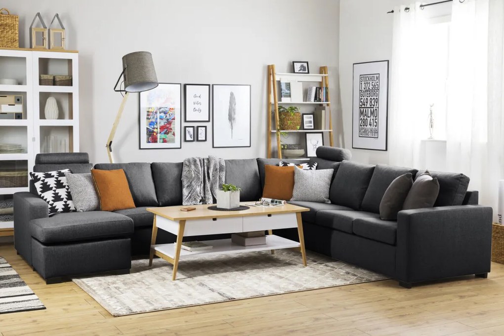 Γωνιακός Καναπές Scandinavian Choice C137, Γκρι, 344x285x80cm, Πόδια: Ξύλο | Epipla1.gr