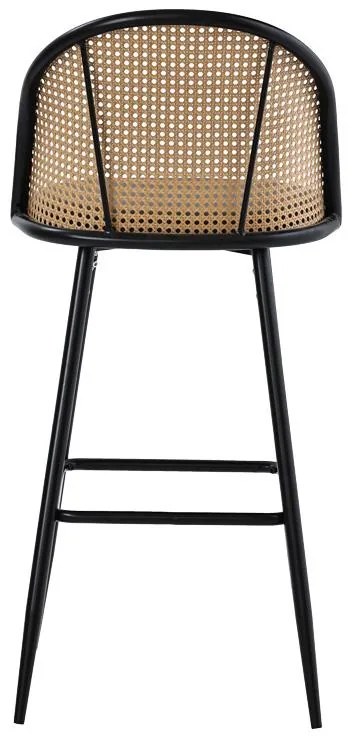 Σκαμπό μπαρ Kace pe rattan φυσικό-ανθρακί pu-μαύρο μέταλλο 43x55x102εκ 2αδα 43x55x102 εκ.