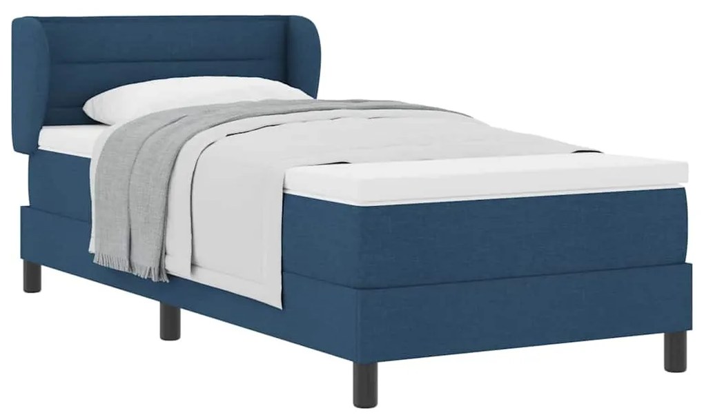 vidaXL Κρεβάτι box spring με στρώμα με στρώμα Μπλε 90 x 200 cm ύφασμα