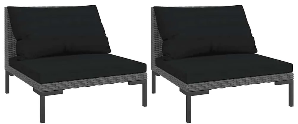 vidaXL Καναπέδες Κήπου 2 τεμ. από Ημικυκλικό Συνθ. Ρατάν με Μαξιλάρια