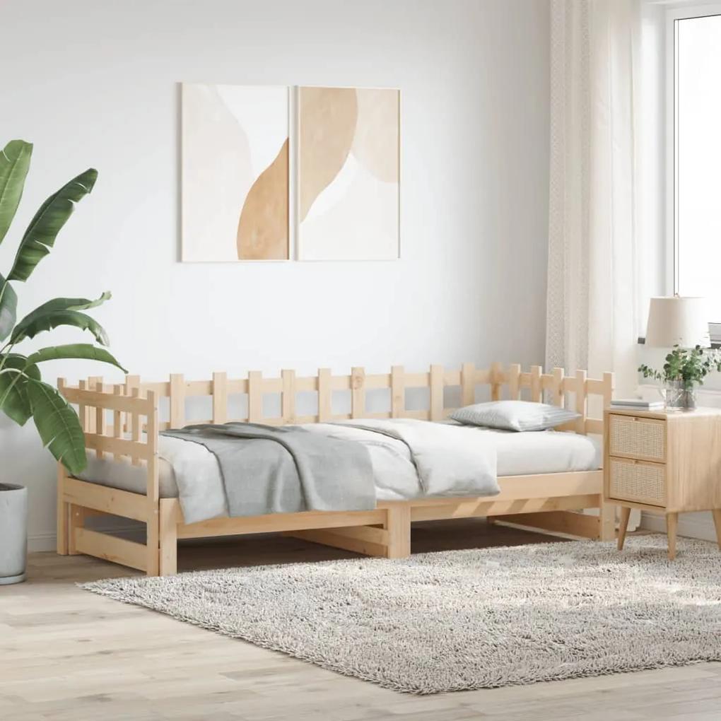 Καναπές Κρεβάτι Συρόμενος 2x(80x200) εκ. από Μασίφ Ξύλο Πεύκου