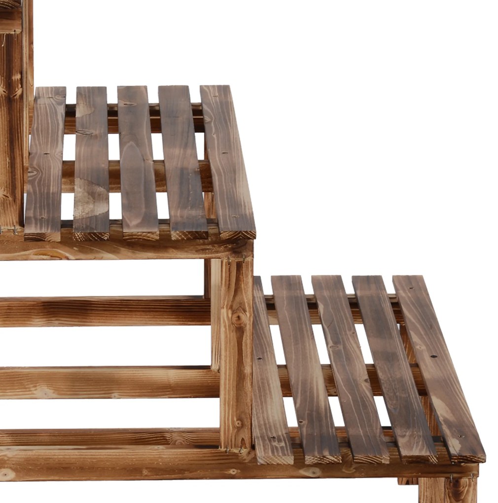 Outsunny Σκάλα φύτευσης, ράφι λουλουδιών, ράφι φύτευσης, βάση λουλουδιών, 3 επίπεδα, ξύλο ελάτης, 80 x 80 x 78cm