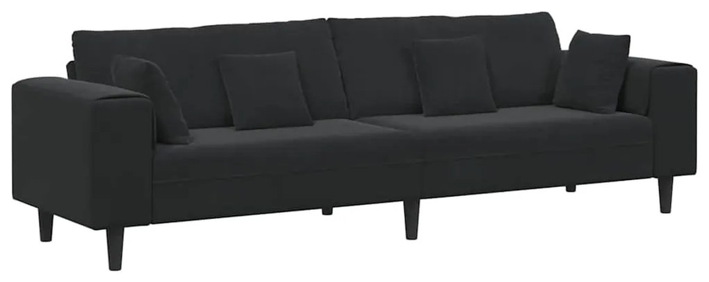 vidaXL Καναπές με μαξιλάρι Μαύρο 250 x 77 x 76 εκ. Βελούδο