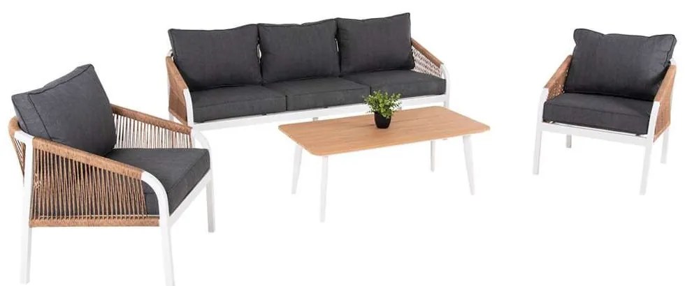 Σαλόνι Κήπου (Σετ 4Τμχ) Drimm HM6056.01 Με Μαξιλάρια White-Anthracite Five Seater