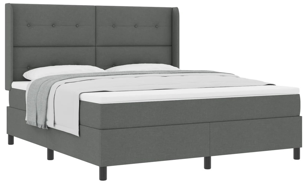 vidaXL Κρεβάτι Box Spring με Στρώμα Σκούρο Γκρι 180x200 εκ ύφασμα