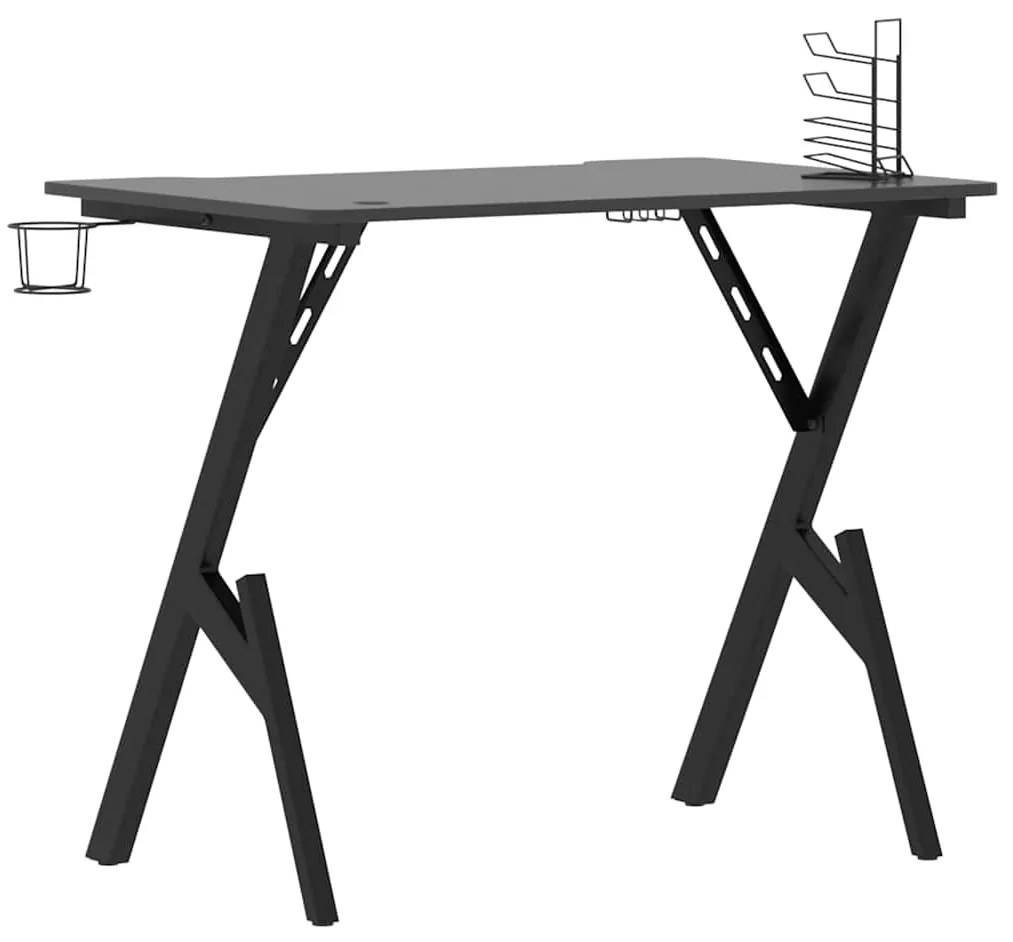 vidaXL Γραφείο Gaming Μαύρο 90 x 60 x 75 εκ. με Πόδια σε Σχήμα Υ