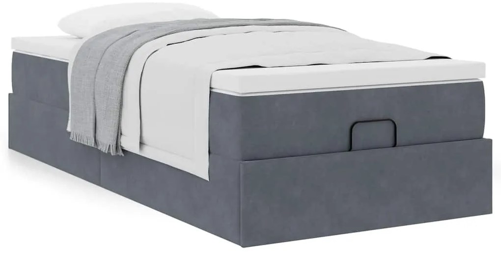 vidaXL Οθωμανικό κρεβάτι με στρώμα σκούρο γκρι 90x200cm Velvet