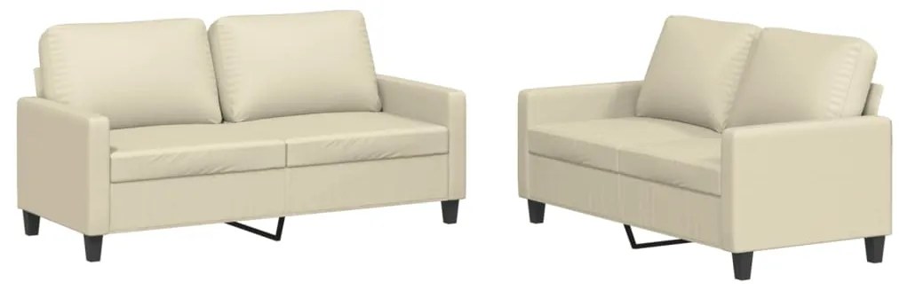 vidaXL Πολυθρόνες Σετ 2 Τεμαχίων Κρεμ Συνθετικό Δέρμα με Μαξιλάρια