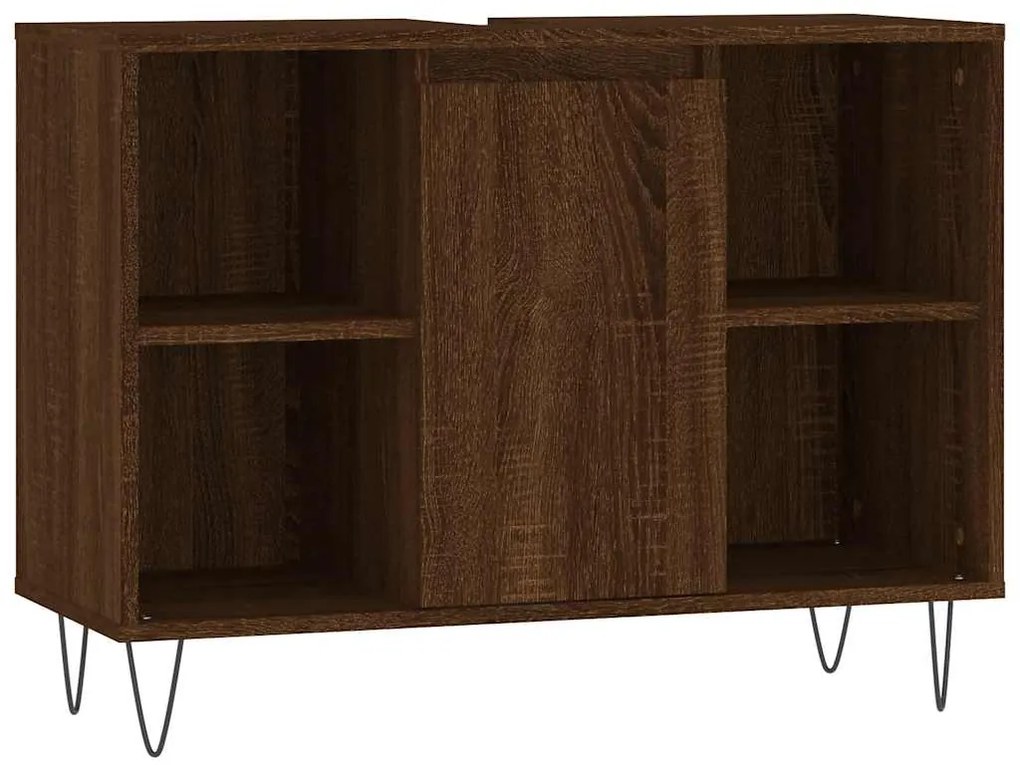 vidaXL Ντουλάπι Μπάνιου Καφέ Δρυς 80 x 33 x 60 εκ. Επεξεργασμένο Ξύλο