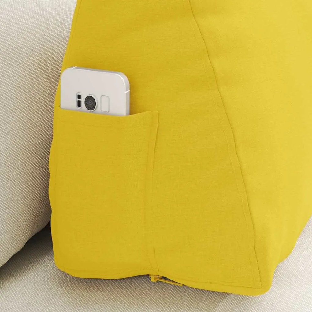 vidaXL Μαξιλάρι Πλάτης Απαλό Κίτρινο 60 x 20 x 50 εκ. ύφασμα