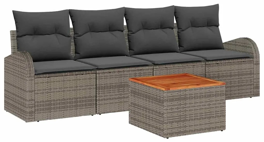 vidaXL Σετ Καναπέ Κήπου με μαξιλάρι 5 pcs Γκρι συνθετικό ρατάν