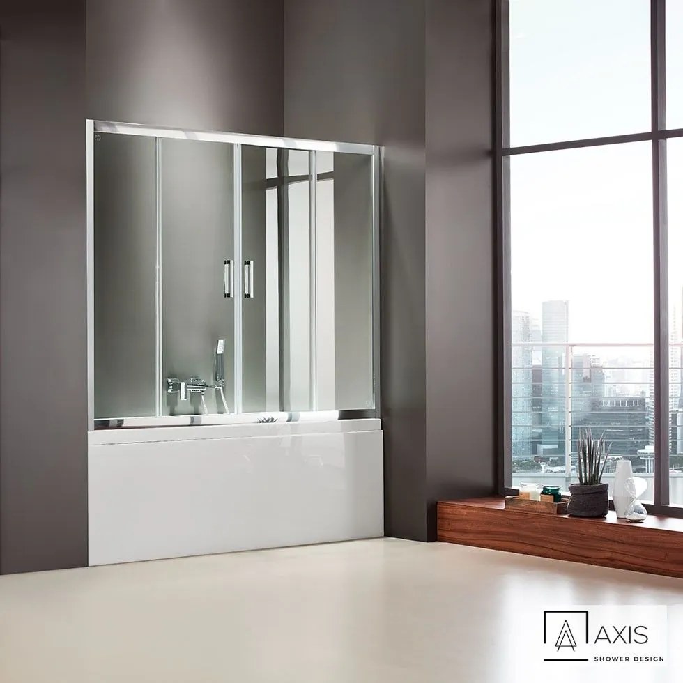 AXIS Slider 2+2 Πόρτα Μπανιέρας με 2 σταθερά &amp; 2 συρόμενα φύλλα CHROME 177-181 Υ140εκ