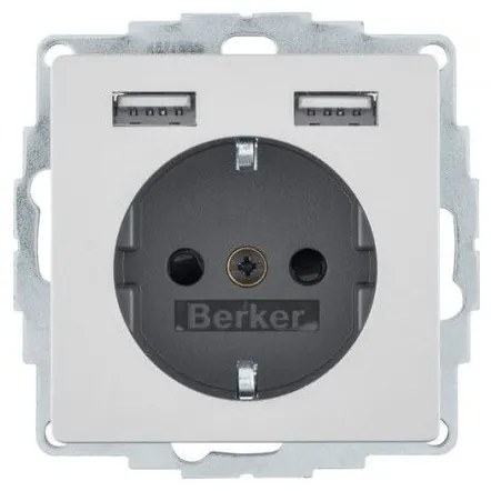 Πρίζα Σούκο με 2xUSB Αλουμίνιο Berker 48036084 Hager 48036084 Αλουμίνιο