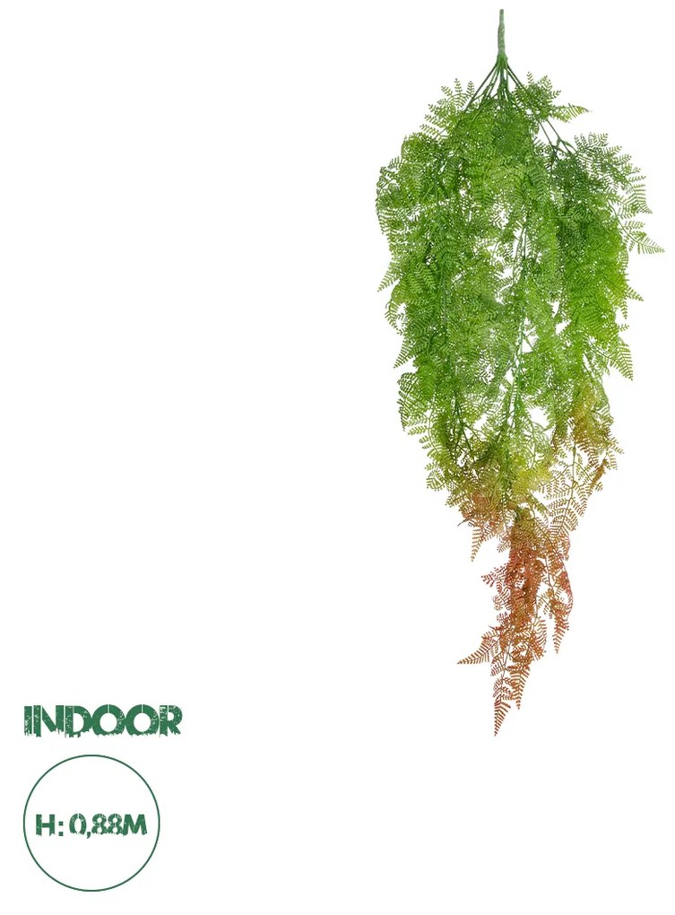 GloboStar® Artificial Garden HANGING FERN 20805 Τεχνητό Διακοσμητικό Κρεμαστό Φυτό Φτέρη Μ40 x Π20 x Υ88cm