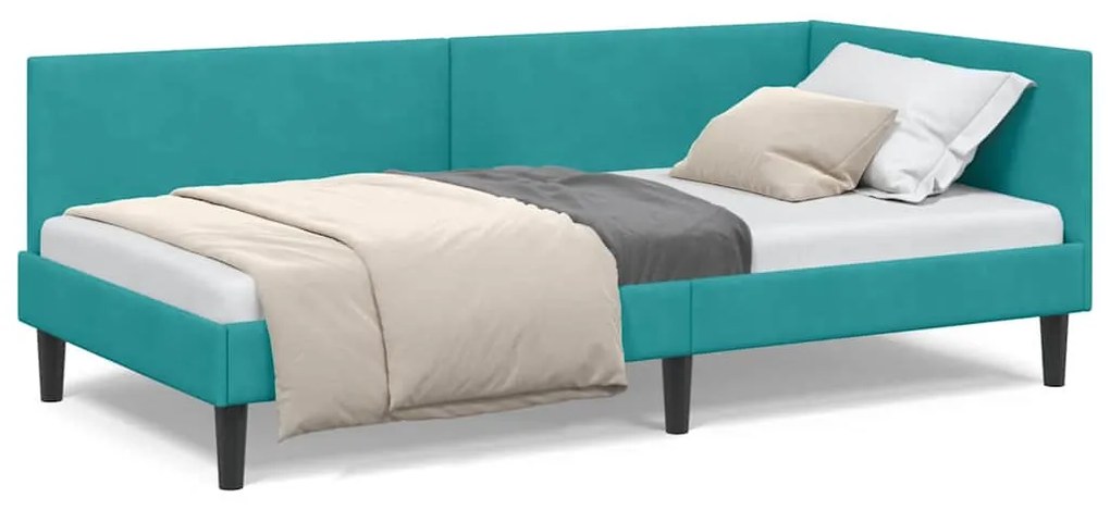 vidaXL Κρεβάτι Γωνίας με κεφαλάρι Τιρκουάζ 80 εκ x 200 εκ Βελούδο