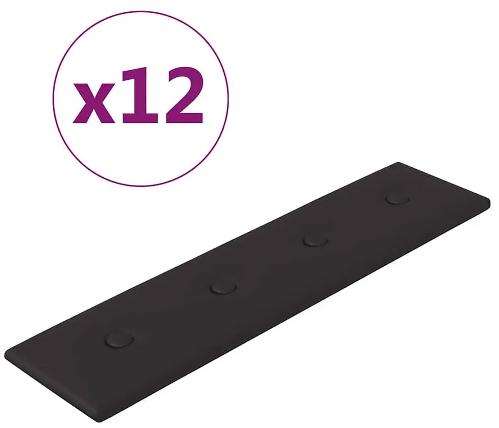 vidaXL Πάνελ Τοίχου 12 τεμ. Μαύρα 60x15 εκ. 1,08 μ² Συνθετικό Δέρμα