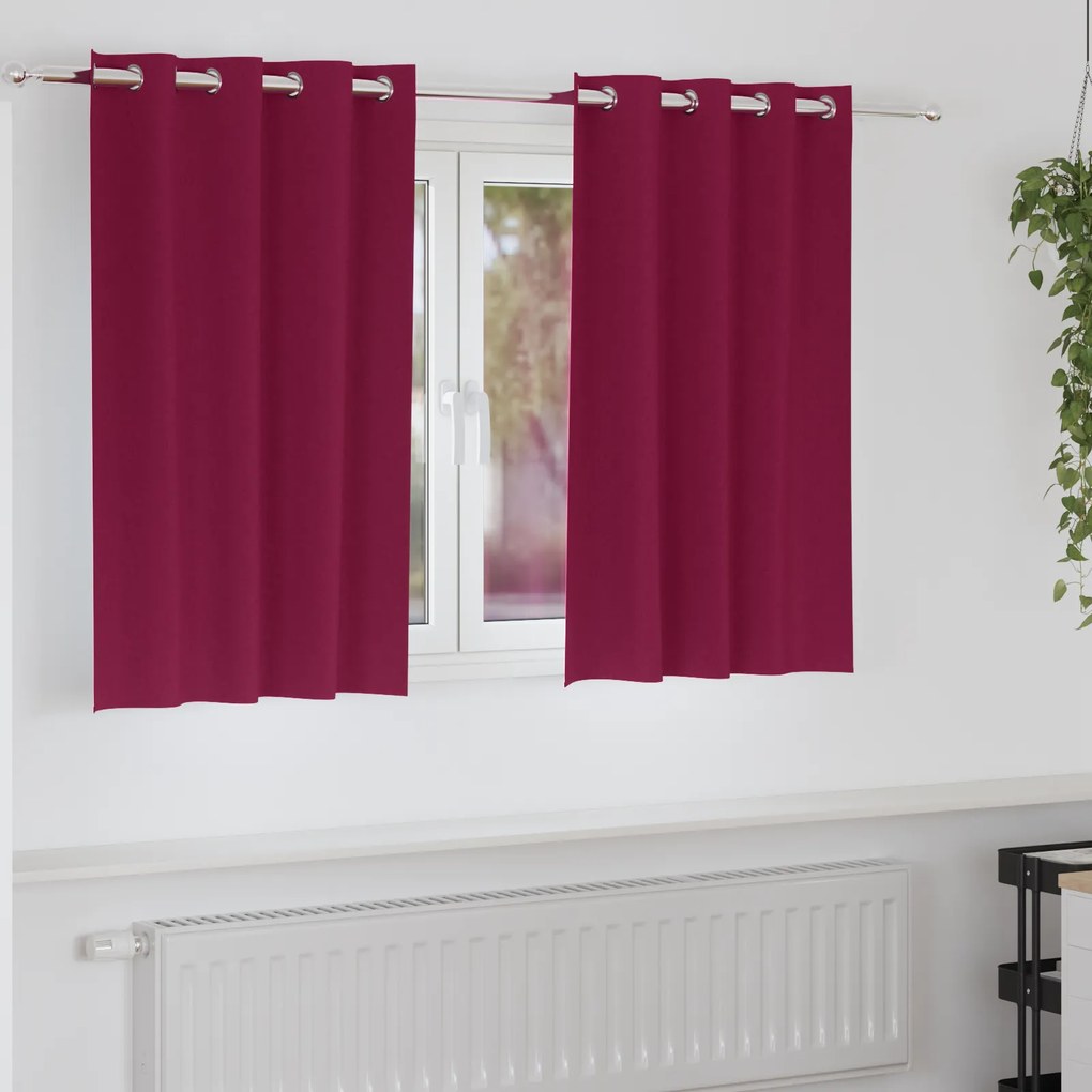 vidaXL Κουρτίνες με κουρτίνες 2 pcs Κόκκινο 140 x 140 cm Πολυεστέρας