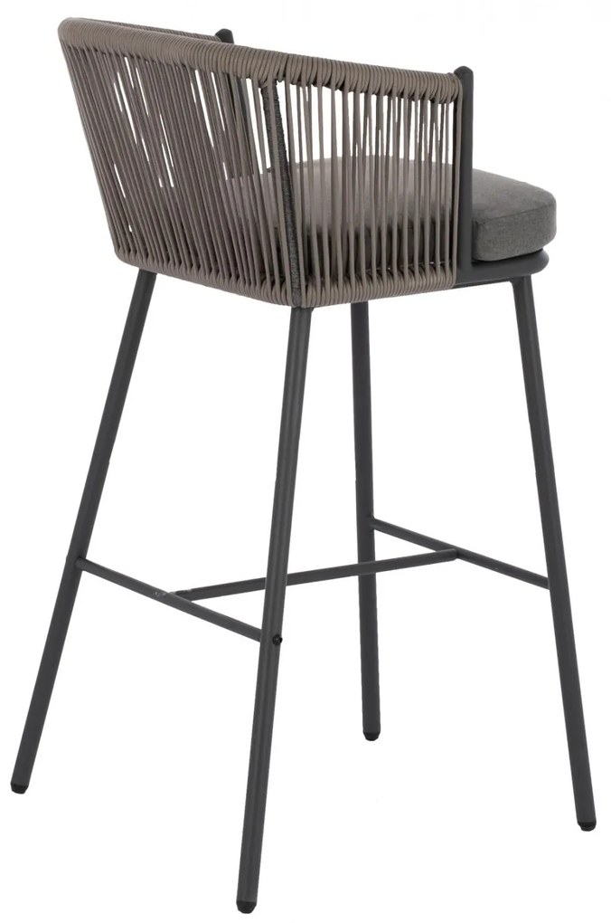 Σκαμπό Μπαρ BROGAN C5714.01 Μεταλλικός Σκελετός με Σχοινί Γκρί 53x42x101 εκ. 53x42x101 εκ.