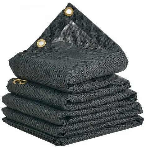 VEVOR Dump Truck Mesh Tarp, 7 x 14 ft, PVC Coated Black Heavy Duty Cover with 5.5" 18oz Double Pocket, Brass Grommets, Reinforced Double Needle Stitch Webbing Fits Manual or Electric Dump Truck System