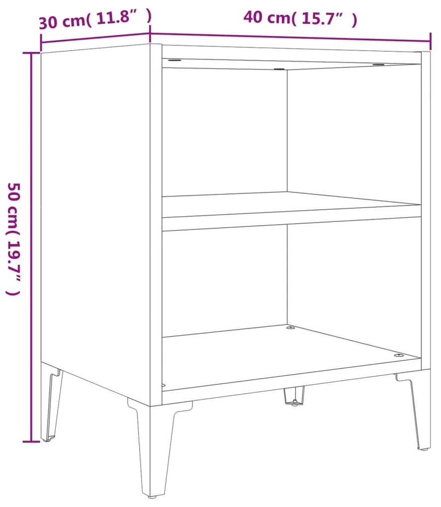 Κομοδίνο Sonoma Δρυς 40 x 30 x 50 εκ. με Μεταλλικά Πόδια 805803