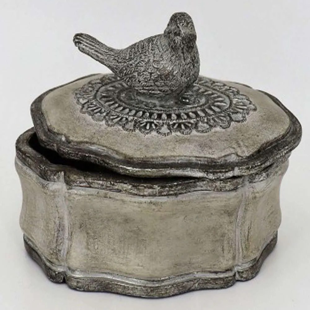 Μπιζουτιέρα XL683622108 13,2x9,7x9,5cm Silver Oriana Ferelli® Polyresin