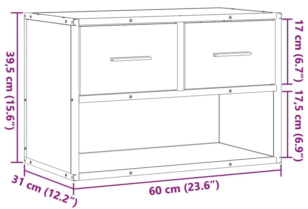 Έπιπλο Τηλεόρασης Γκρι Sonoma 60x31x39,5 εκ. Επεξ.Ξύλο/Μέταλλο - Γκρι