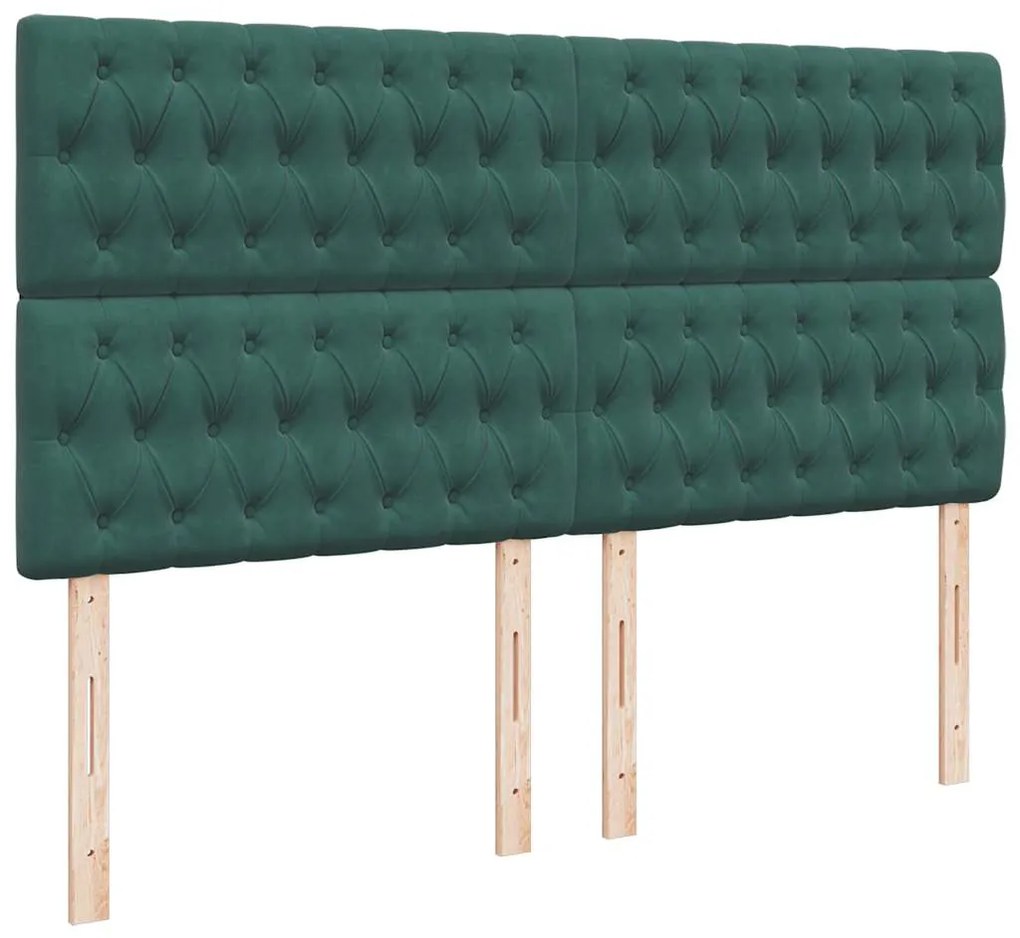 vidaXL Κρεβάτι Boxspring με Στρώμα Σκούρο Πράσινο 180x200εκ. Βελούδινο