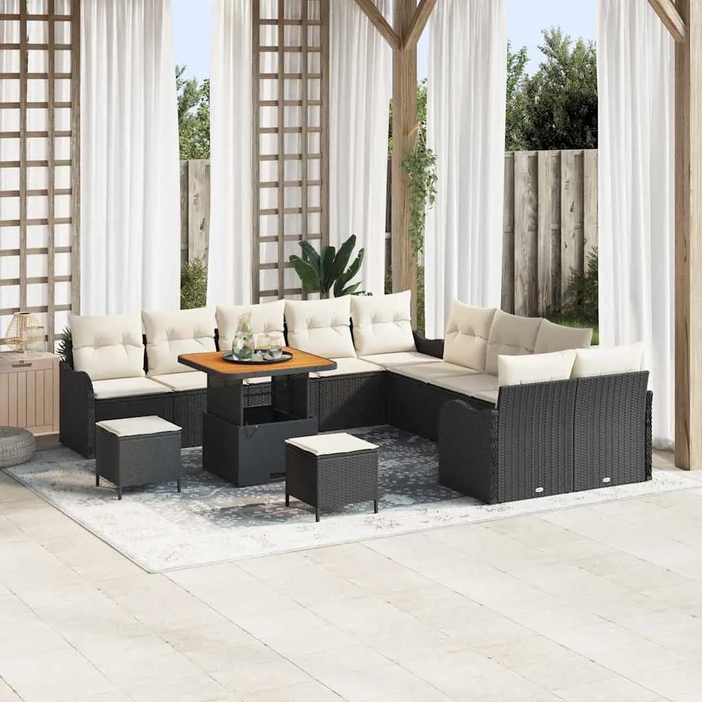 vidaXL Σετ Καναπέ Κήπου 13 pcs Μαύρο συνθετικό ρατάν