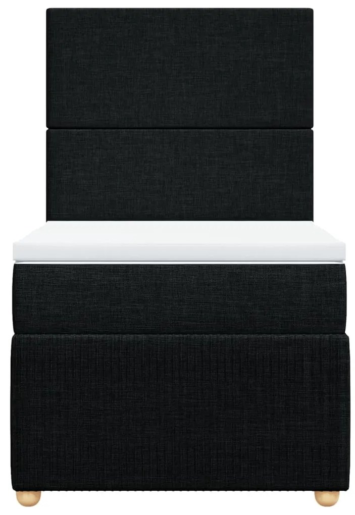 vidaXL Κρεβάτι Boxspring με Στρώμα Μαύρο 90x190 εκ.Υφασμάτινο