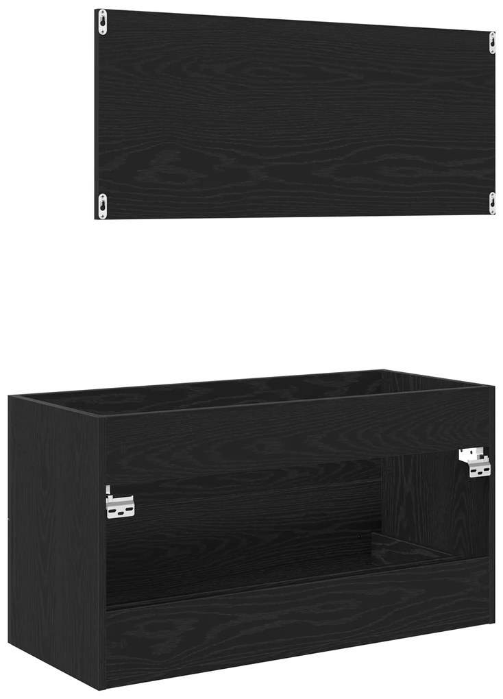 vidaXL Ντουλάπα με Καθρέφτη Μαύρη Βελανιδιά 90x45x1,5 εκ. Κατασκευασμένο Ξύλο