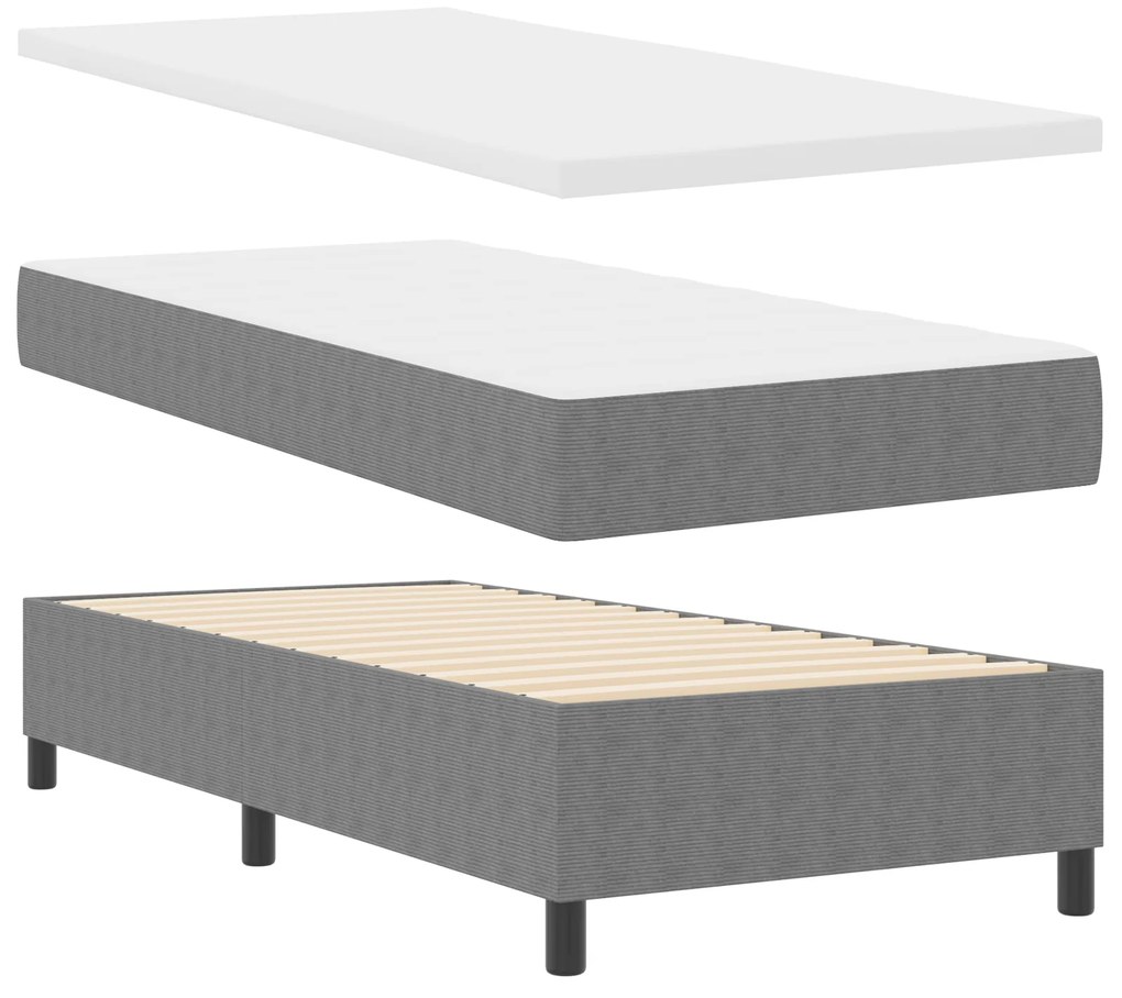 vidaXL Κρεβάτι Box Spring με Στρώμα σε Ανοιχτό Γκρι, 100 x 200 εκ. από ύφασμα κορντούρας