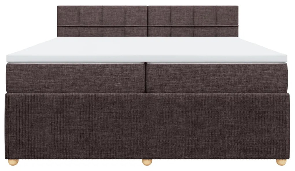 vidaXL Κρεβάτι Boxspring με Στρώμα Σκούρο Καφέ 200x200 εκ. Υφασμάτινο