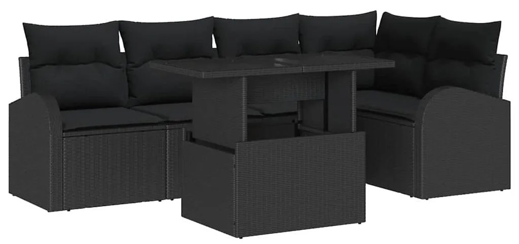 vidaXL Σετ Καναπέ Κήπου 6 pcs Μαύρο 100 x 55 x 73 εκ Πολυ ράταν