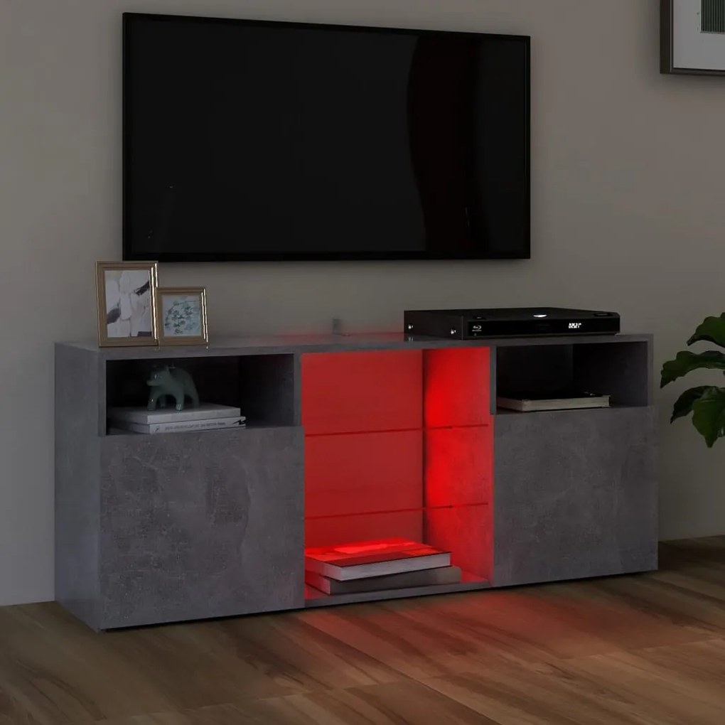 vidaXL Έπιπλο Τηλεόρασης με LED Γκρι Σκυροδέματος 120 x 30 x 50 εκ.