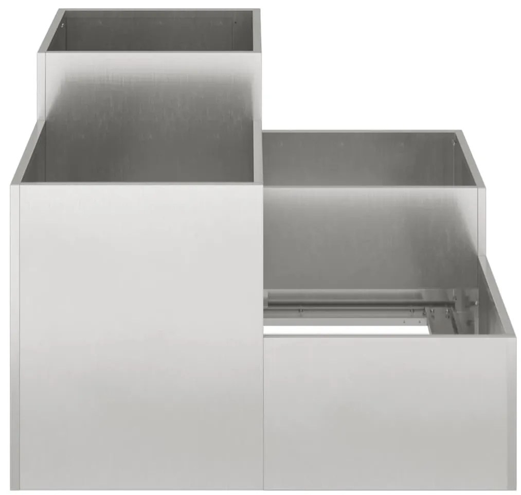 vidaXL Γλάστρα Κήπου Ασημί 80 x 80 x 60 εκ. Ανοξείδωτο ατσάλι