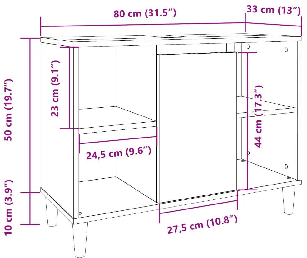 Ντουλάπι Μπάνιου Αρτισιανή Δρυς 80 x 33 x 60 εκ. Επεξεργ. Ξύλο 857134