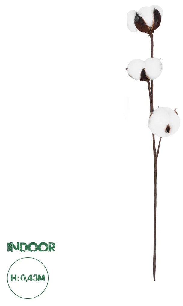 GloboStar® Artificial Garden COTTON BRANCH 20493 Τεχνητό Διακοσμητικό Κλαδί βαμβάκι Υ40cm