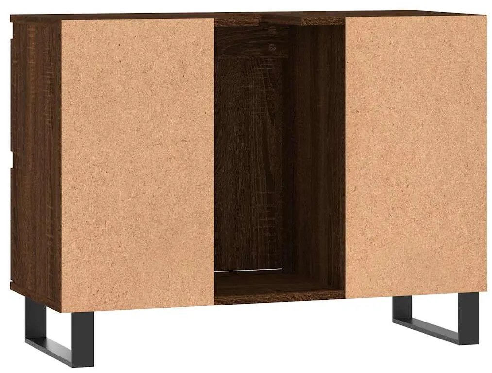 vidaXL Ντουλάπι Μπάνιου Καφέ Δρυς 80 x 33 x 60 εκ. Επεξεργασμένο Ξύλο