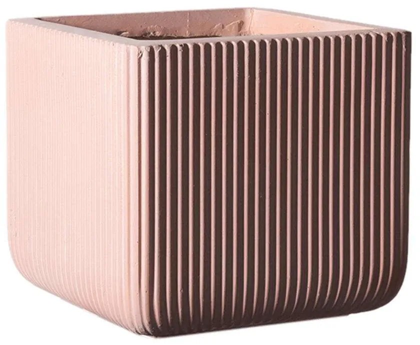 Κασπώ Πήλινο Τετράγωνο Stripe M B-3050-8 31x31x28cm Somon Supergreens Πηλός