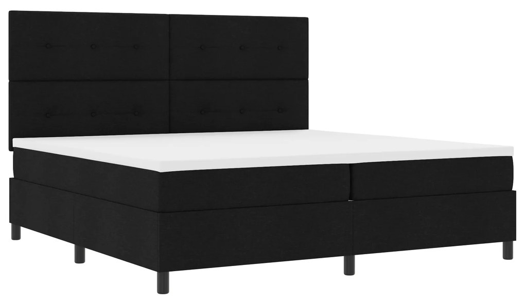 vidaXL Κρεβάτι box spring με στρώμα και φως LED σε μαύρο, 200 x 200 εκ. από ύφασμα