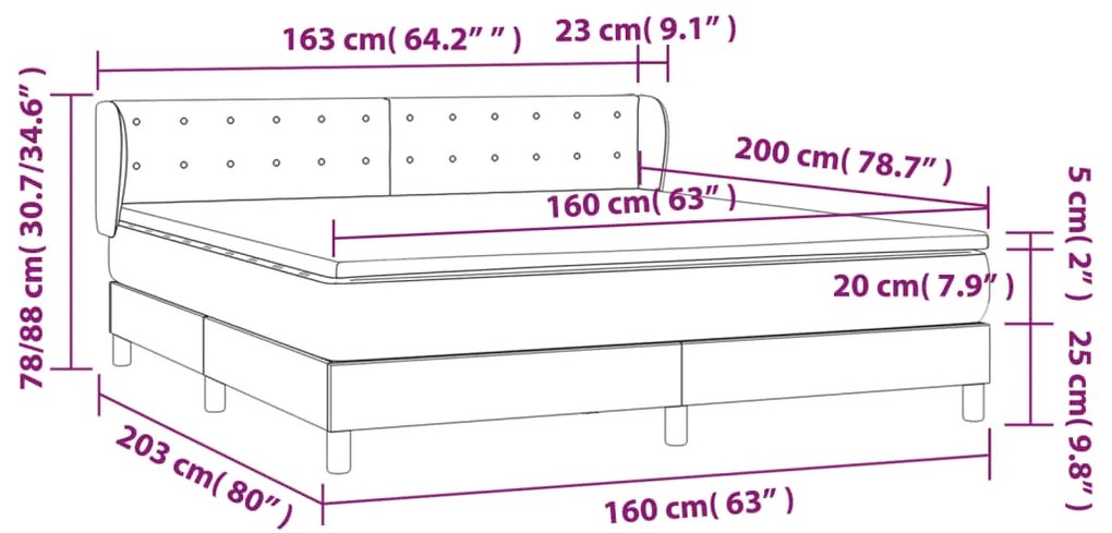 Κρεβάτι Boxspring με Στρώμα Σκούρο Πράσινο 160x200εκ. Βελούδινο 3127742