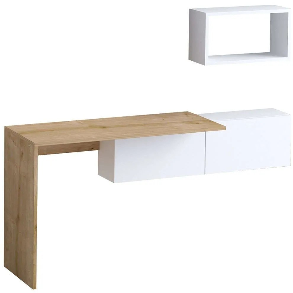 Γραφείο Με Ράφι Tiff (Σετ 2Τμχ) 393MRD1297 145x45x74/45x15x26cm White-Oak