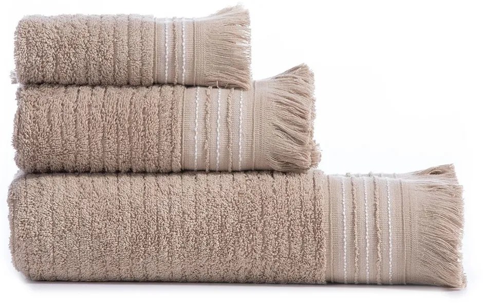 Πετσέτες Satti (Σετ 3τμχ) Beige Nef-Nef Homeware Towels Set 70x140cm 100% Βαμβάκι