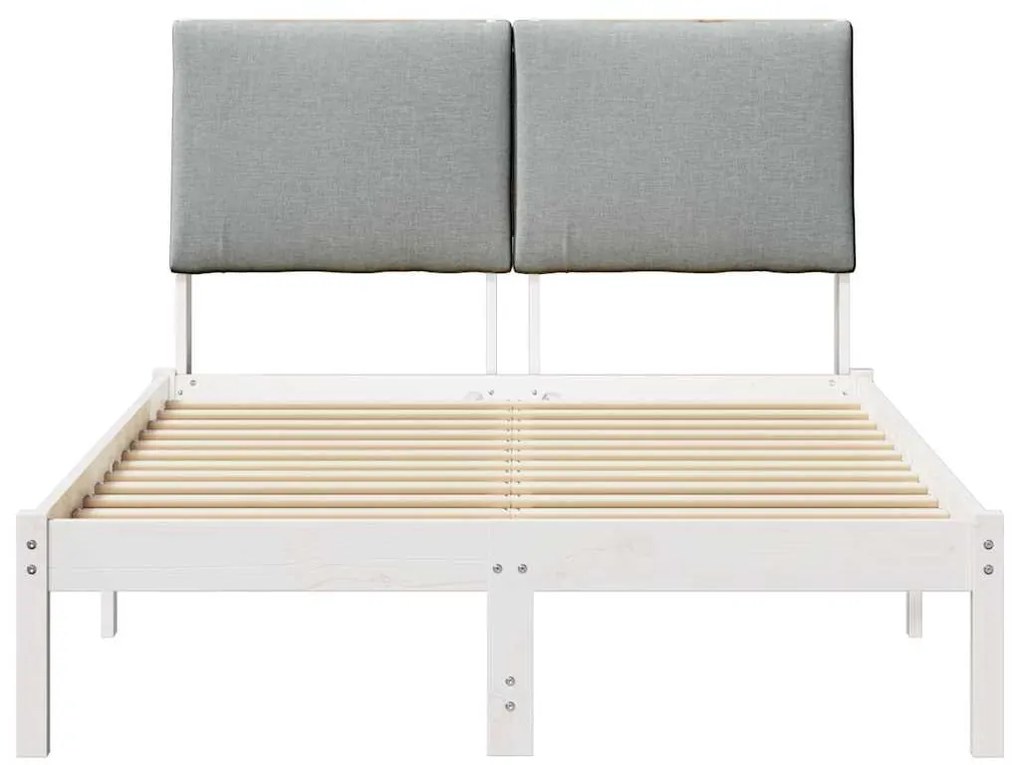 vidaXL Σκελετός Κρεβατιού Λευκό και ανοιχτό γκρι 135 x 190 cm