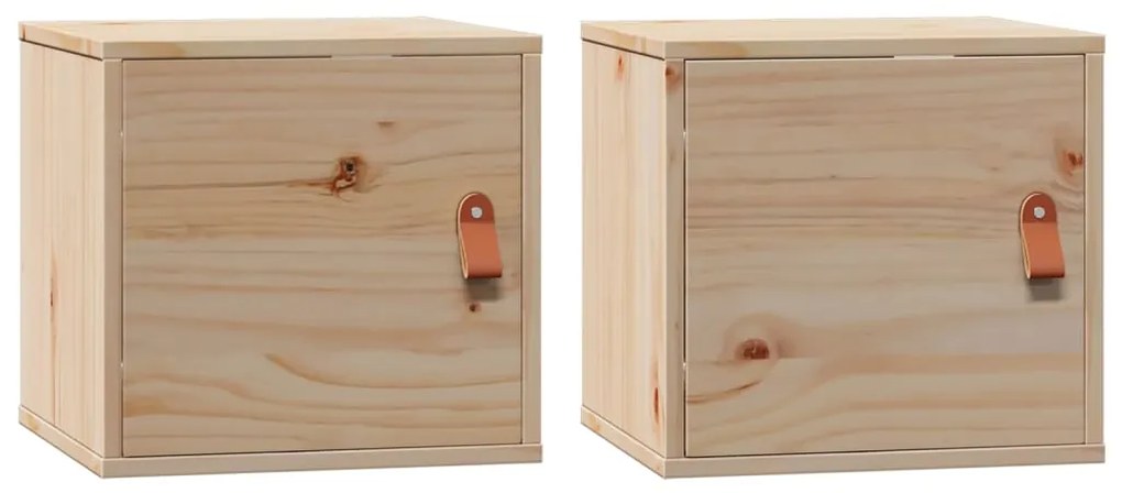 vidaXL Ντουλάπια Τοίχου 2 τεμ. 31,5x30x30 εκ. από Μασίφ Ξύλο Πεύκου
