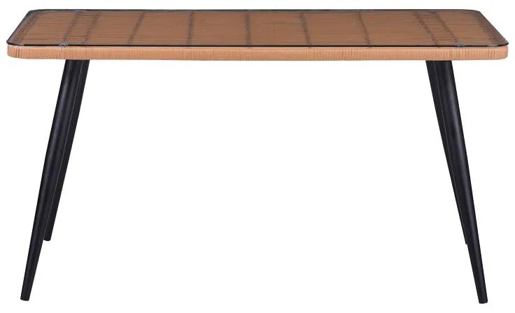 Σετ κήπου - Τραπεζαρία Naoki 5 τεμ. γυαλί - pe rattan φυσικό - μαύρα πόδια 140x80x78 εκ. 140x80x78 εκ.